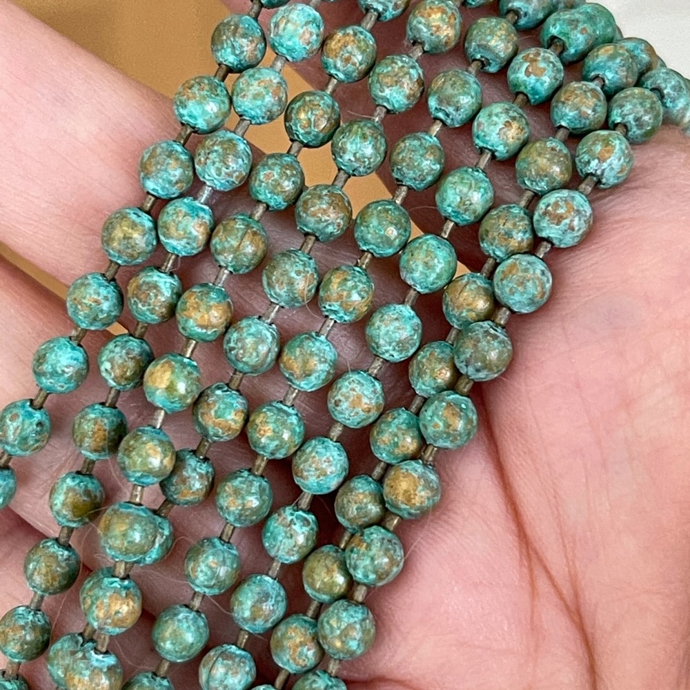 Patina brass bead necklace - Picture 3 of 6